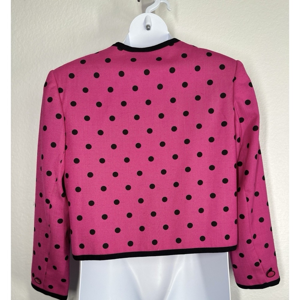 NWT 80s VTG Women's Sz: 14 Gilmor Pink Black Polka Dot Blazer - Picture 7 of 7
